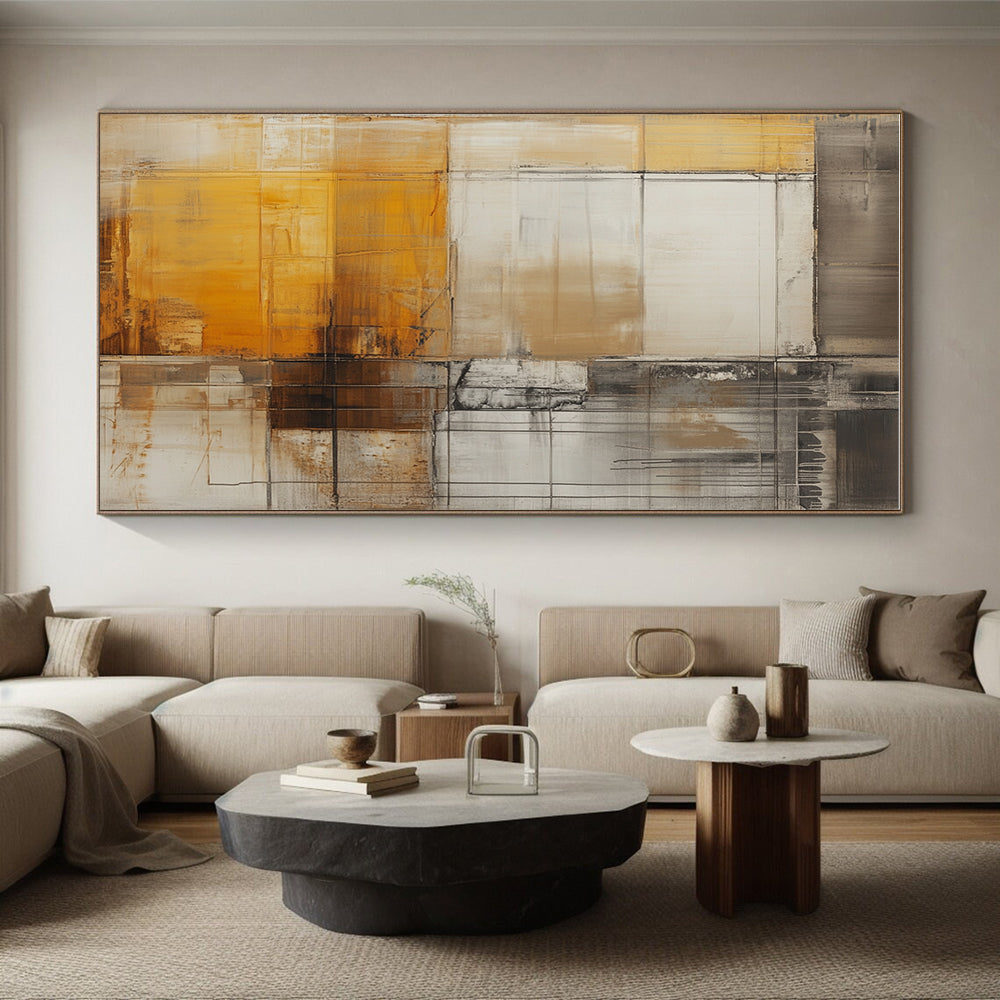 Brown Gray Yellow Abstract Painting with Industrial Charm WINK470
