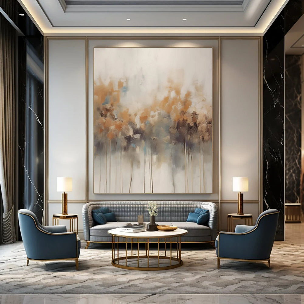 Neutral - Colored Reed - Like Abstract Painting for Spa Retreats HENG117