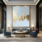 Gold and Blue Abstract Painting for Coastal - Inspired Hotels GAB0849