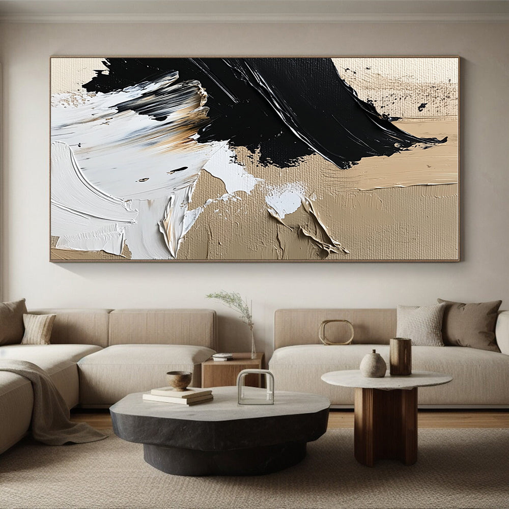 Beige - Black Abstract Details Painting with Subtle Intricacy WINK364