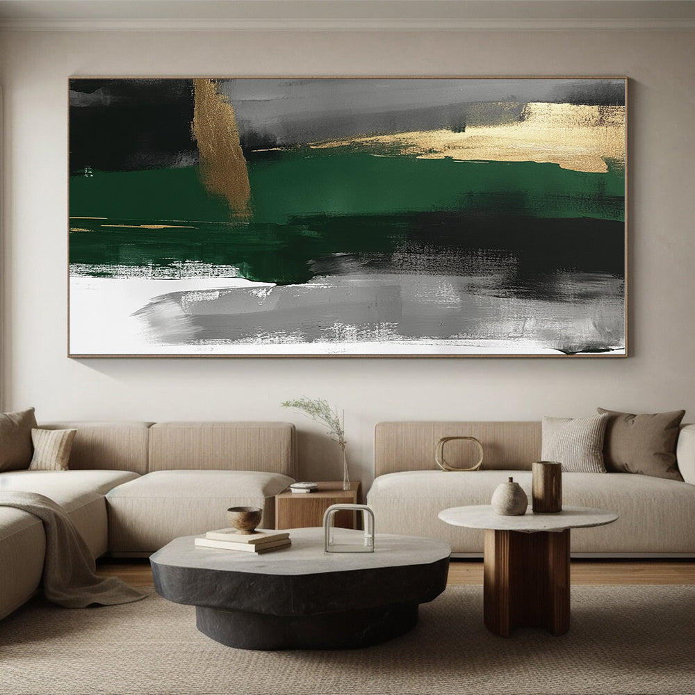 Green Gold Abstract Painting with Luxe Serenity WINK755