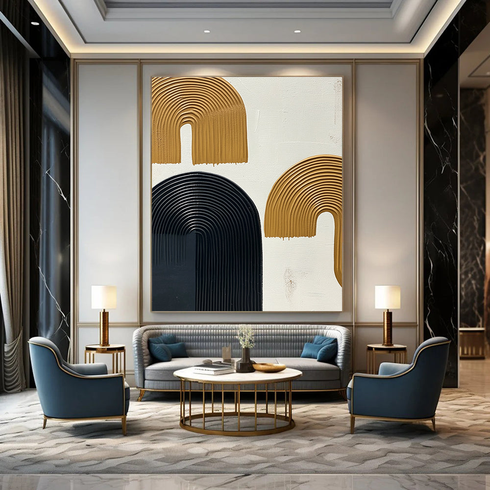 Textured Arched Shapes Abstract Painting for Modern - Styled Hallways GAB1050