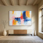Blue and Pink Abstract Painting with Gentle Color Blends ABS422