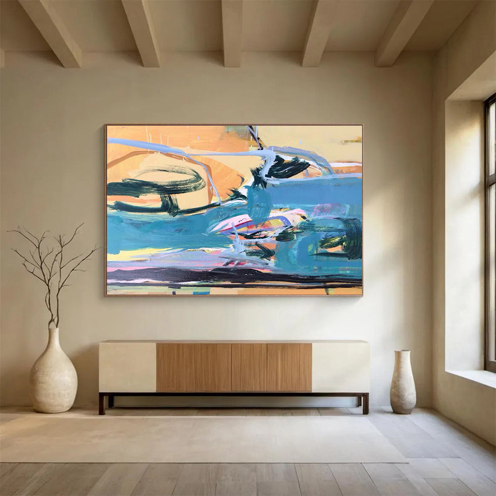 Bold Color Abstract Swirls Painting for Artistic Statements YHT007
