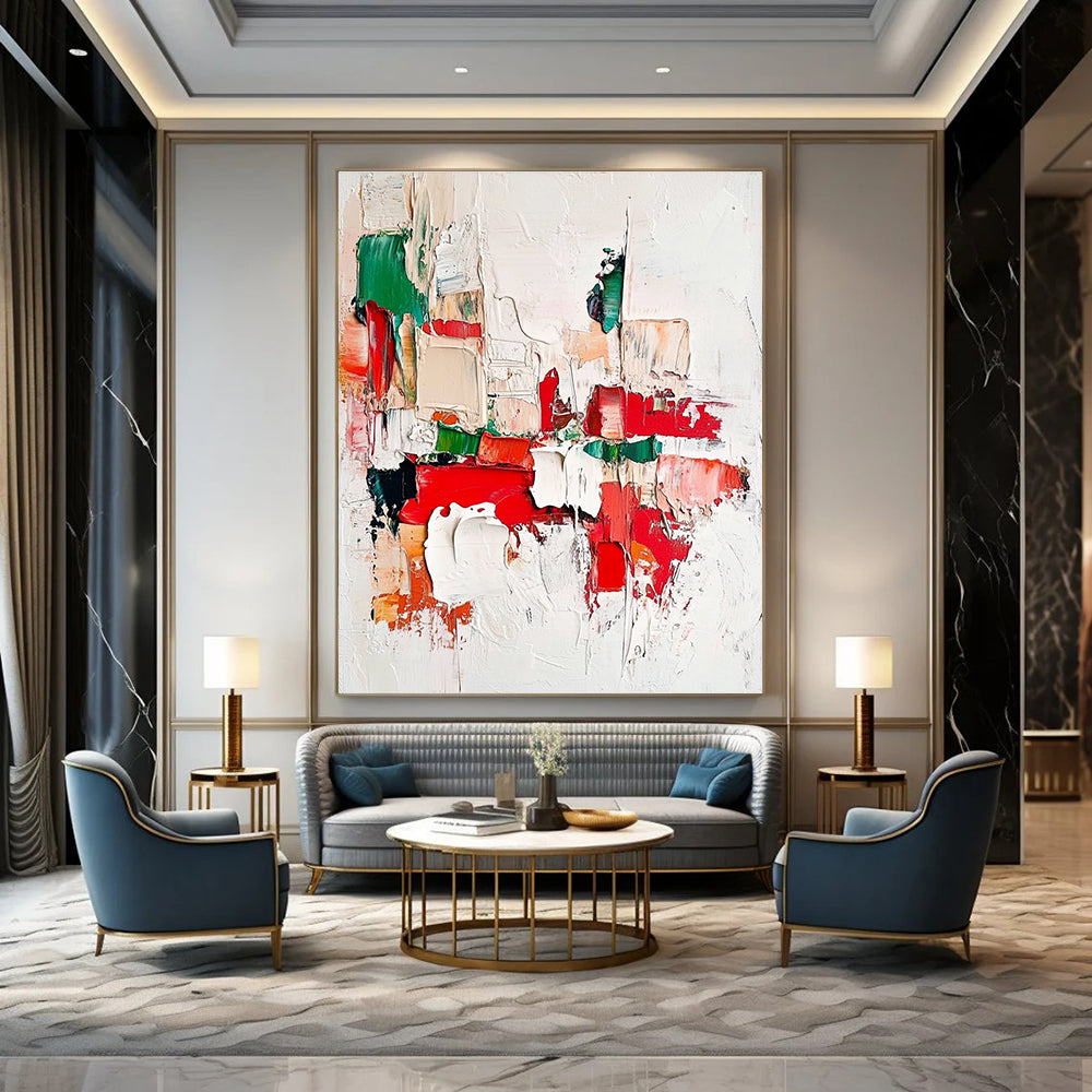 Colorful Palette Knife Abstract Painting for Vibrant Family Rooms GAB0787