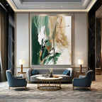 Green - Gold Abstract Painting for Nature - Themed Cafes GAB0865