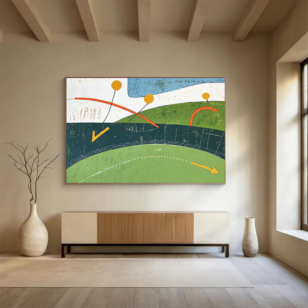 Colorful Geometric Nature with Playful Shapes Abstract Painting ABS317