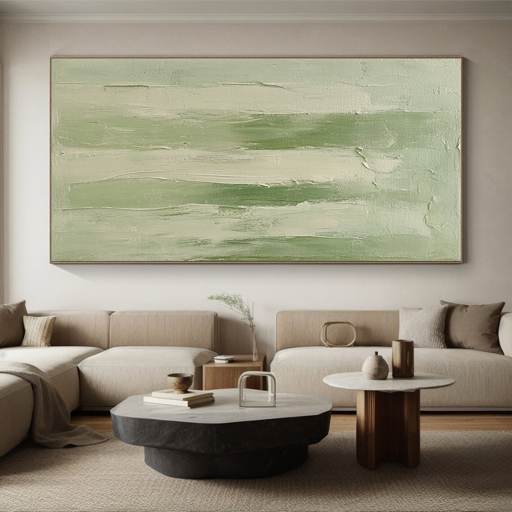 Soft Green Textured Abstract Painting with Calming Layers WINK605