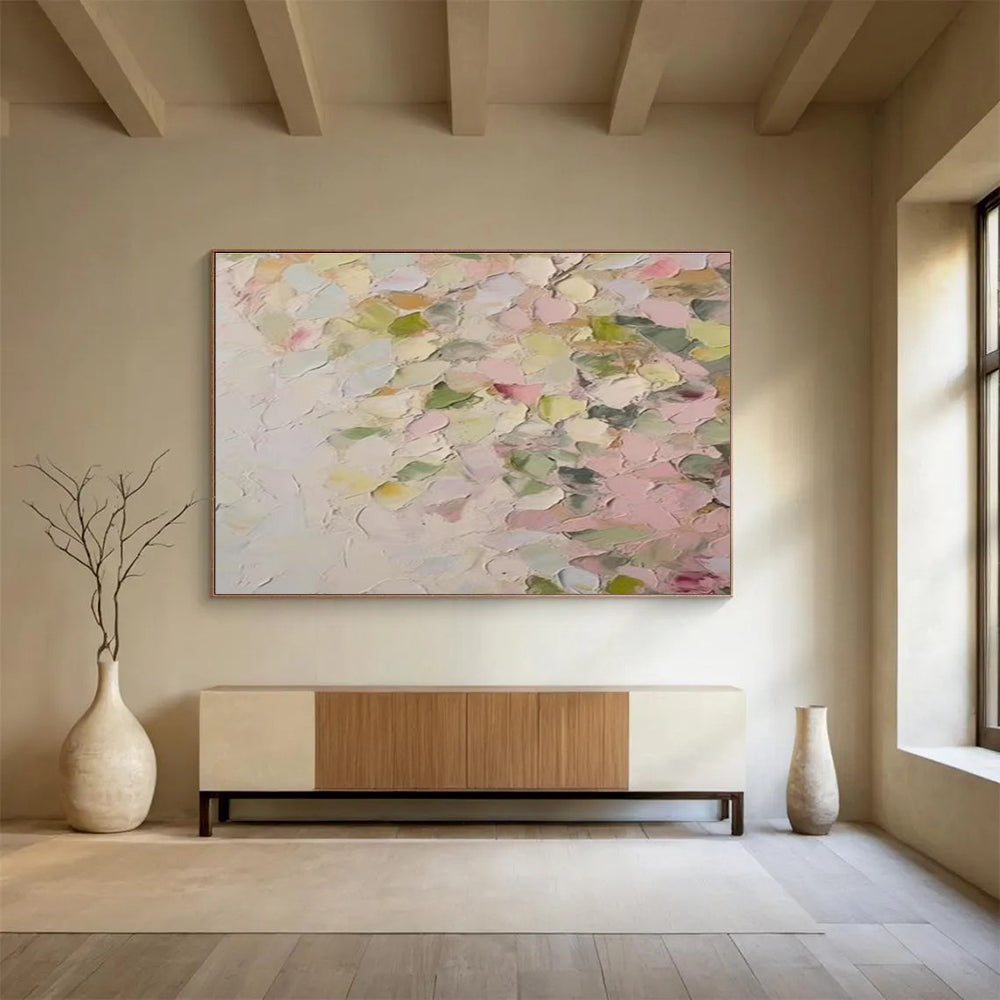 Pastel Petal Abstract Painting for Feminine Salons YHT177