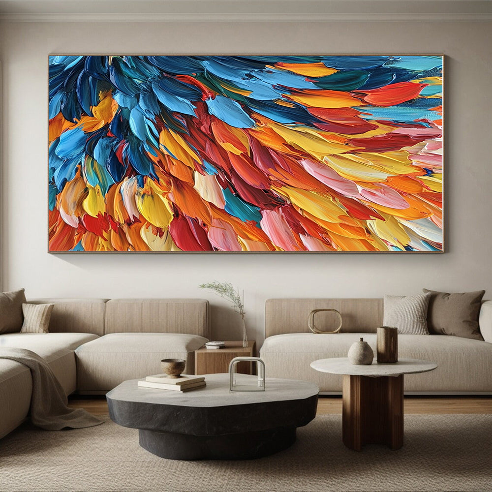 Feather - like Color Strokes Abstract Painting with Graceful Movement WINK083