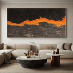 Black and Orange Lava Abstract Painting with Flowing Forms WINK834