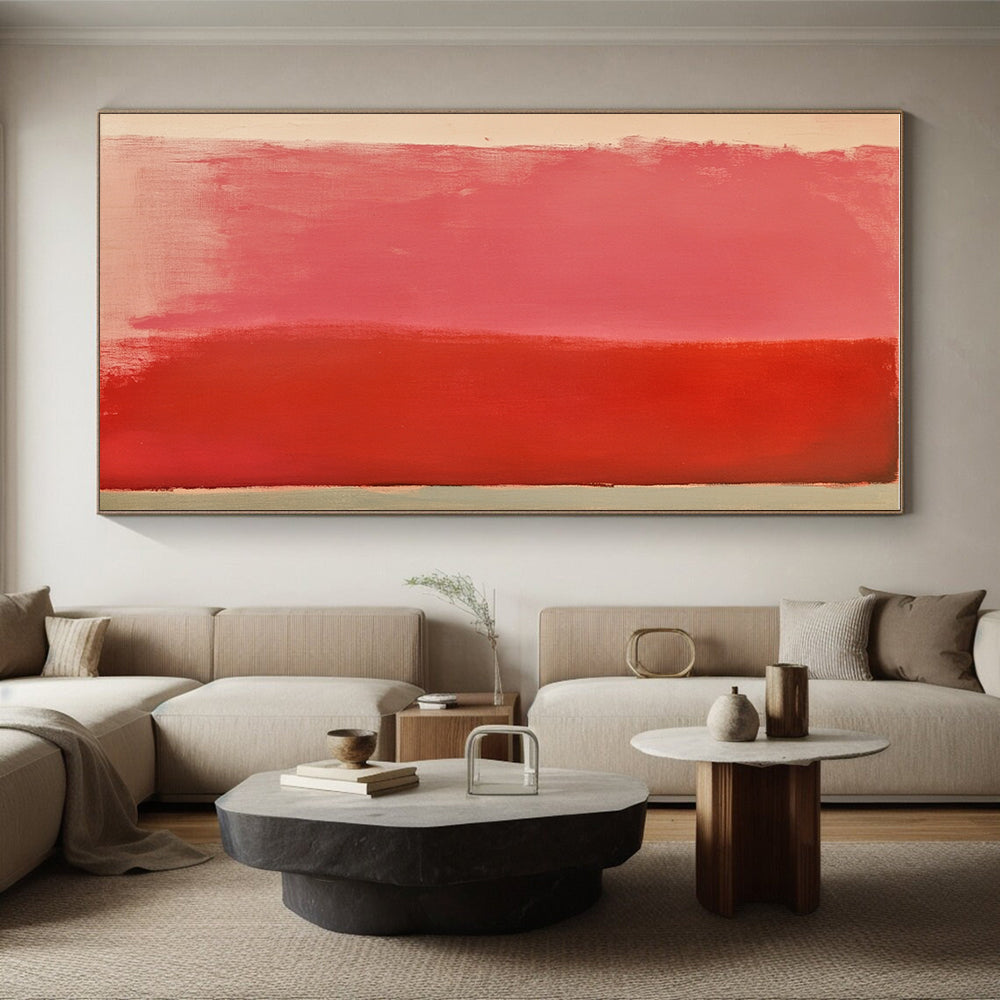 Pink and Red Divide Abstract Painting with Warm Contrast WINK133
