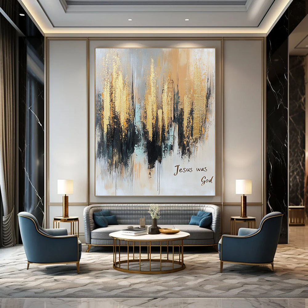 Gold and Gray Abstract - Spiritual Abstract Painting GAB0579