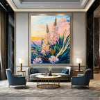 Pastel Floral Sunset Abstract Painting for Romantic Bed and Breakfasts HENG528