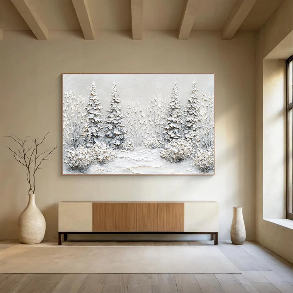 Textured Snow Forest Abstract Painting for Contemporary Art Galleries YHT422