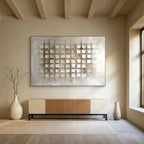 Minimalist Beige Grid Art for Modern Spaces Abstract Painting ABS121