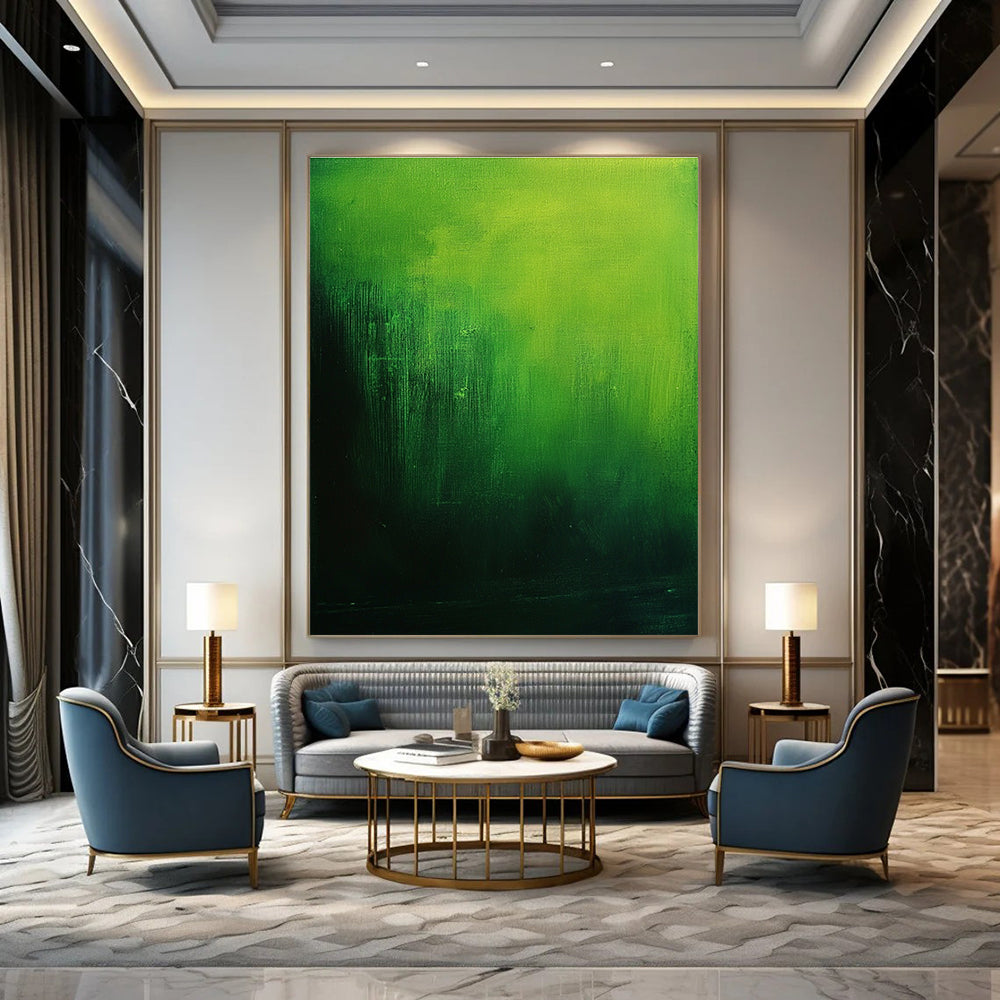 Deep Green Gradient Abstract Painting for Botanical Conservatories GAB0768