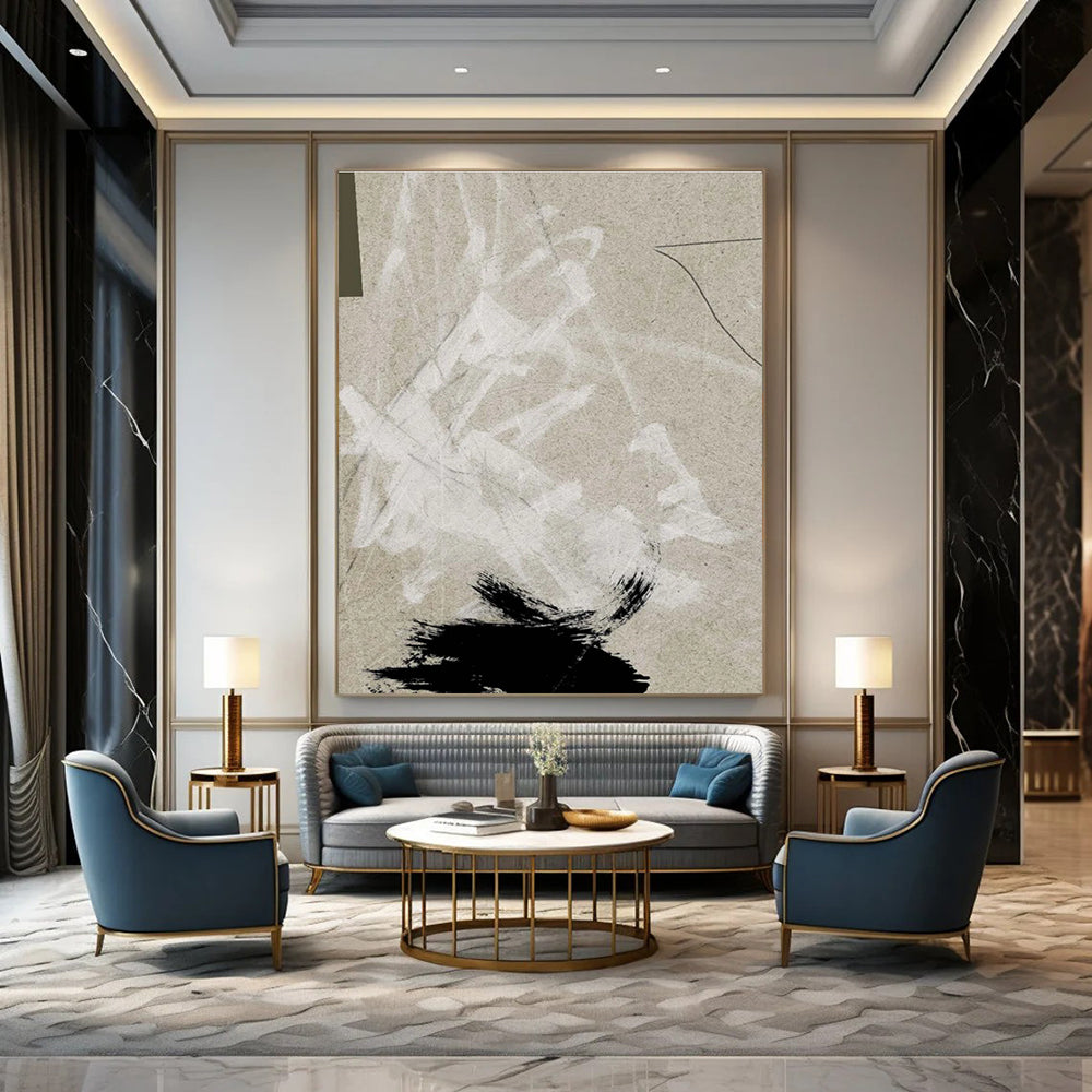 Subtle Textured Neutral Abstract Painting for Timeless Decor HENG237