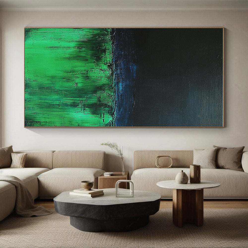 Dark Green and Blue Abstract Painting with Night Sky Vibes WINK116
