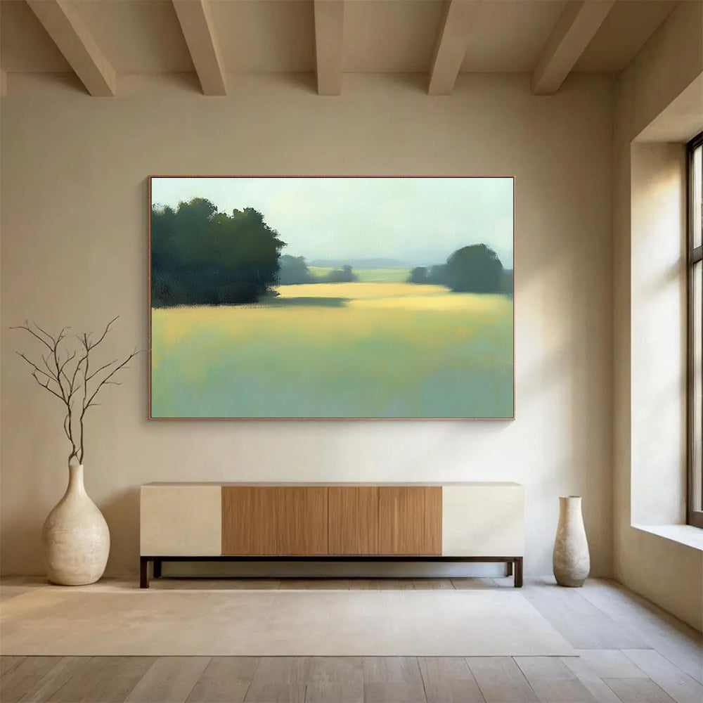 Misty Field Landscape  Soft Morning Hues ABS091