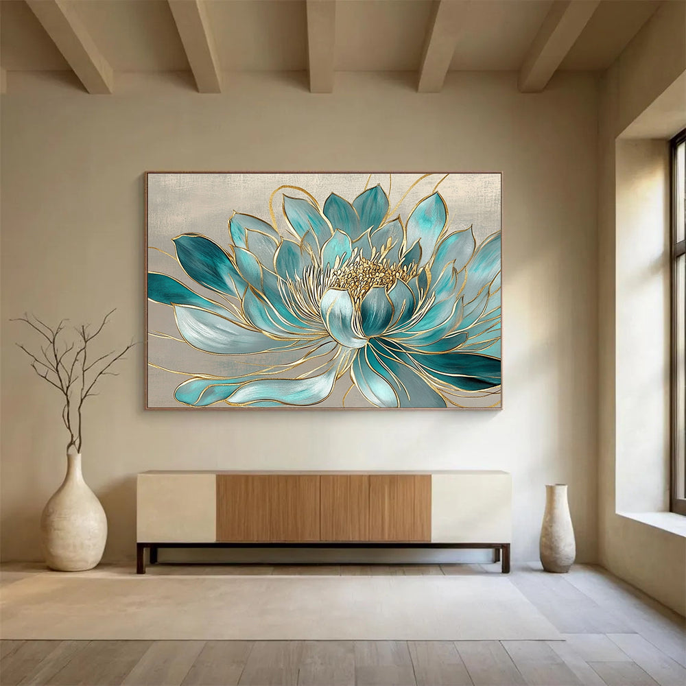 Blue Lotus with Gold - Elegance and Spirituality ABS015