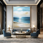 Calm Sea Beach Peaceful Abstract Painting for Coastal Homes GAB1483