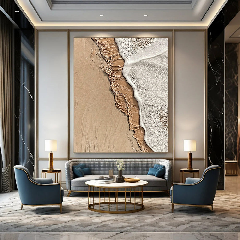 Beach Wave Textured Abstract Painting for Coastal Home Living Rooms GAB1333