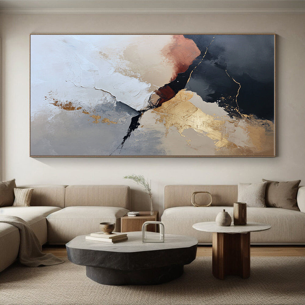 Black Gold Beige Abstract Painting with Timeless Allure WINK466