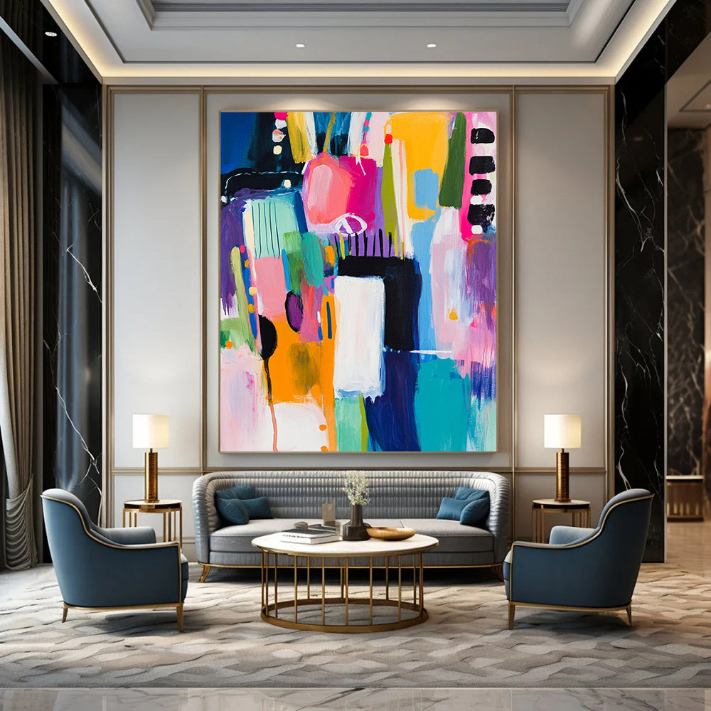 Colorful Abstract Blocks Painting for Playful Kids' Rooms GAB1143