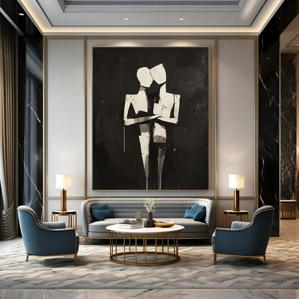 Abstract Couple Embrace - Intimate Figurative Abstract Art GAB0452