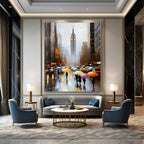 Rainy City Street Scene Realistic - Style Abstract Painting for Urban Lovers GAB1408