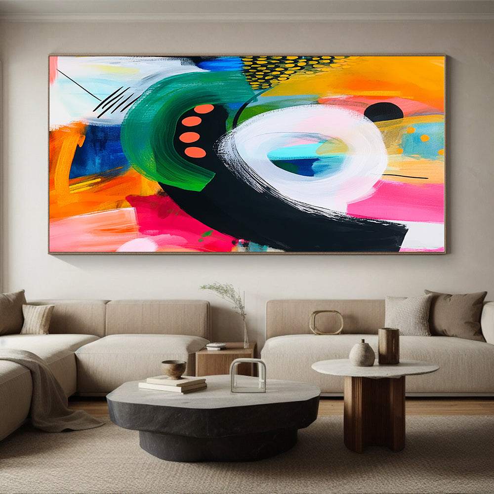 Circular and Curved Shapes Abstract Painting with Playful Rhythm WINK082