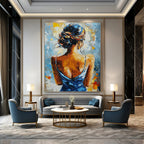 Mysterious Woman Back Abstract Painting with Bold Colors GAB0018