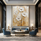 3D Cream - Colored Flowers Tactile Abstract Painting for Cozy Interiors GAB1527