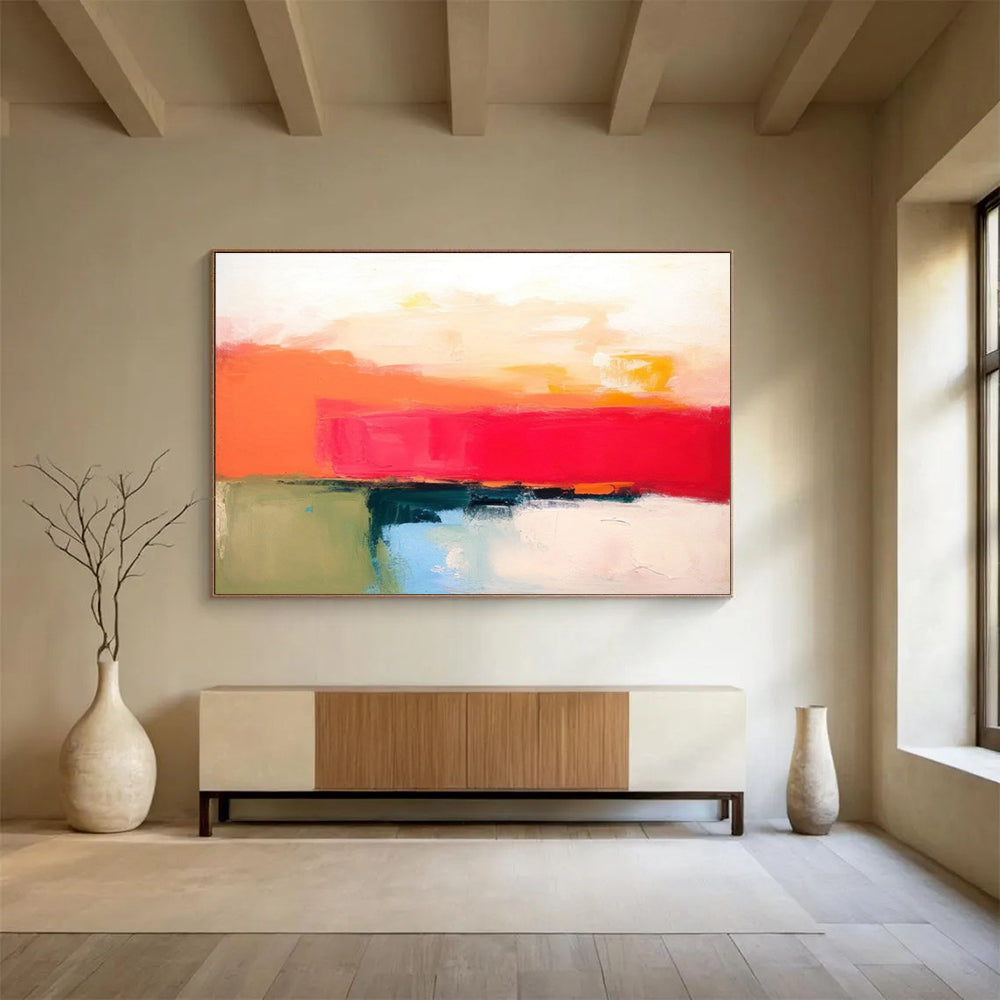 Bold Color Block Abstract Painting for Energetic Interiors YHT055