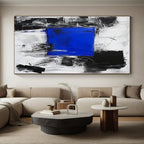 Blue Square in Black and White Chaos Abstract Painting with Focal Contrast WINK025