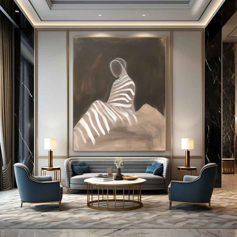 Striped Figure Abstract Painting for Modern Art Gallery Exhibits GAB1330