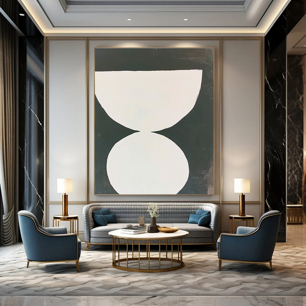 Black and White Hourglass - Monochromatic Geometric Art GAB0406