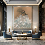 Serene Striped Figure Spiritual Narrative Abstract Painting GAB0282