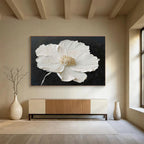 Textured White Flower Abstract Painting for Elegant Spaces YHT090