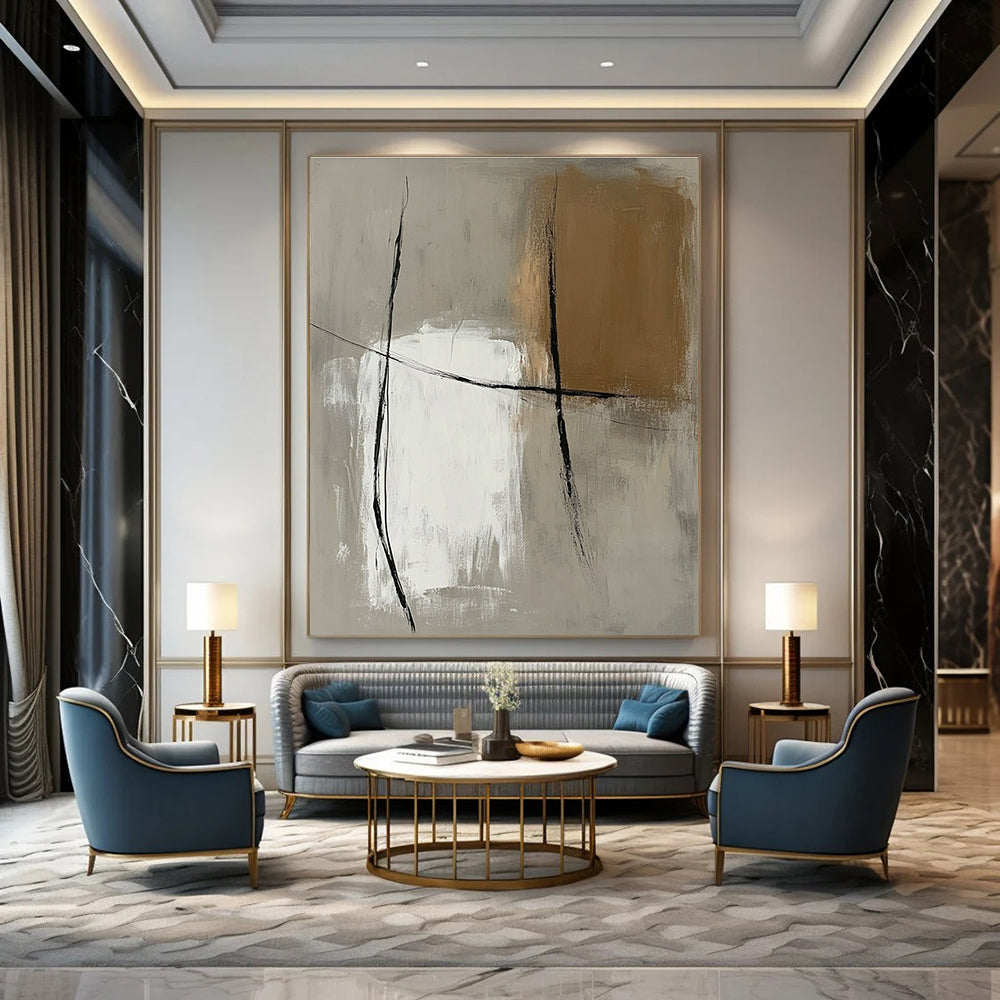 Gray and Black Abstract Painting for Industrial - Styled Lofts GAB1052