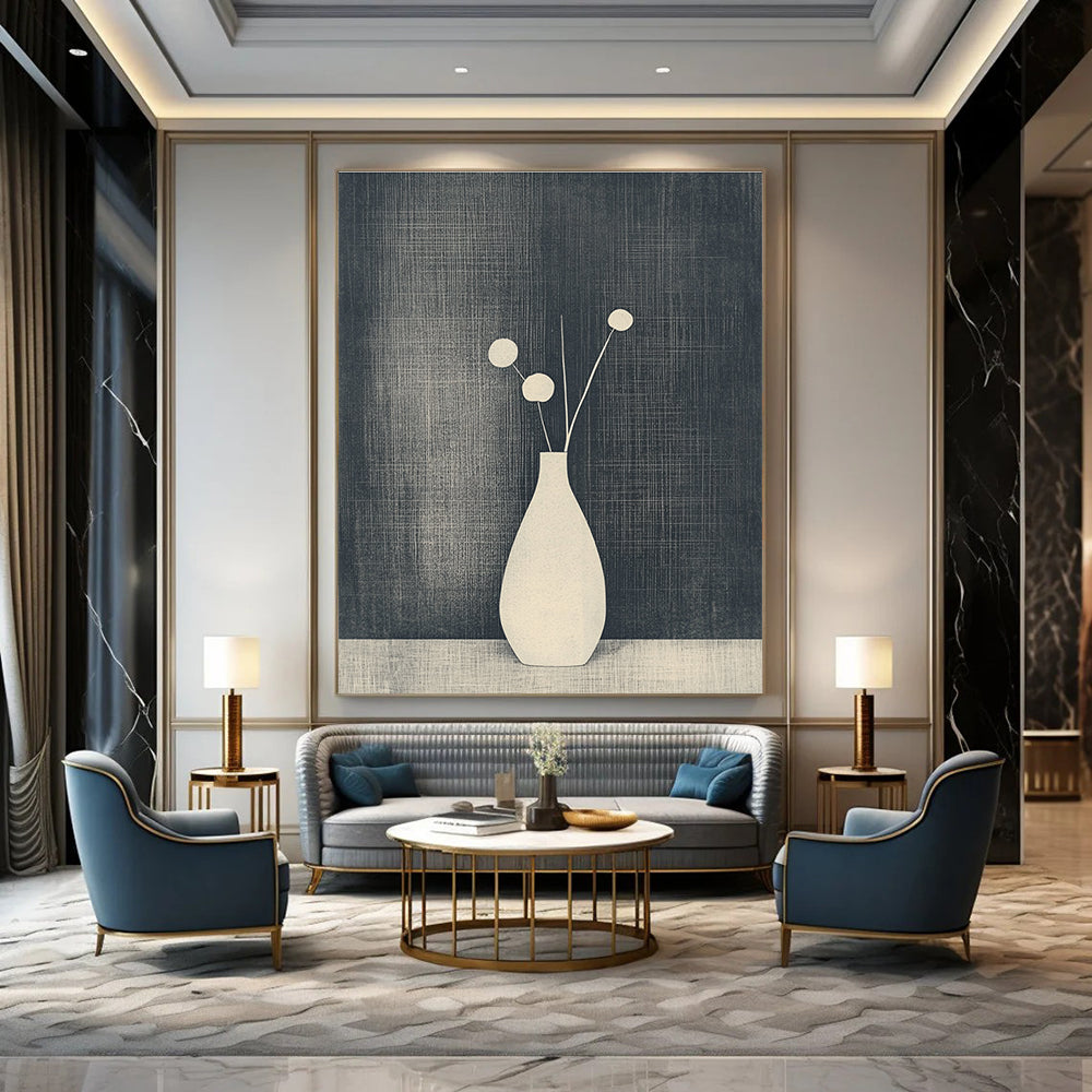 Minimalist Vase with Flowers - Elegant Botanical Abstract Art GAB0416