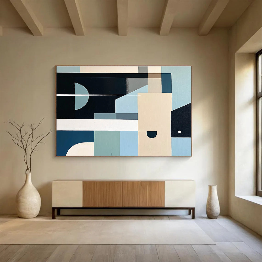 Cool - Toned Geometric Abstract  Modern Precision ABS103