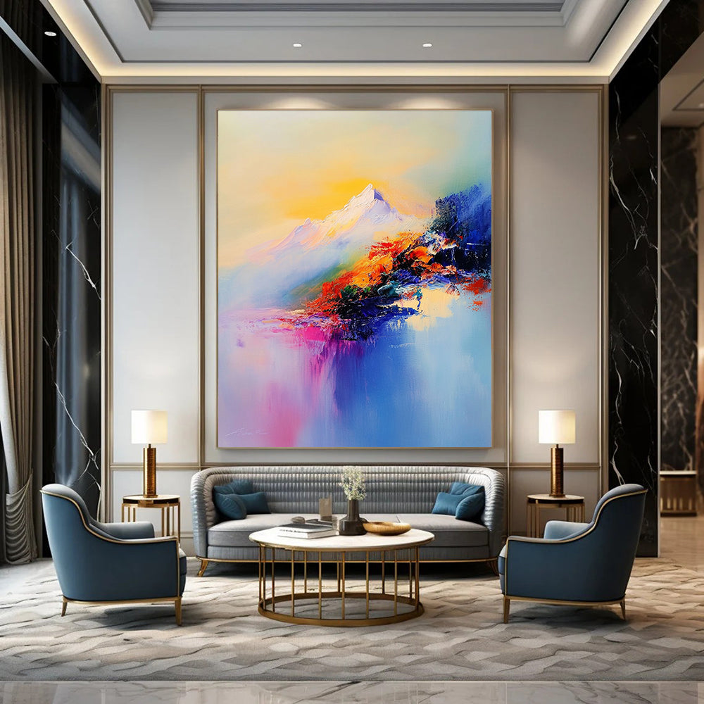 Colorful Mountain Abstract Painting for Adventure - Themed Cafes GAB0783