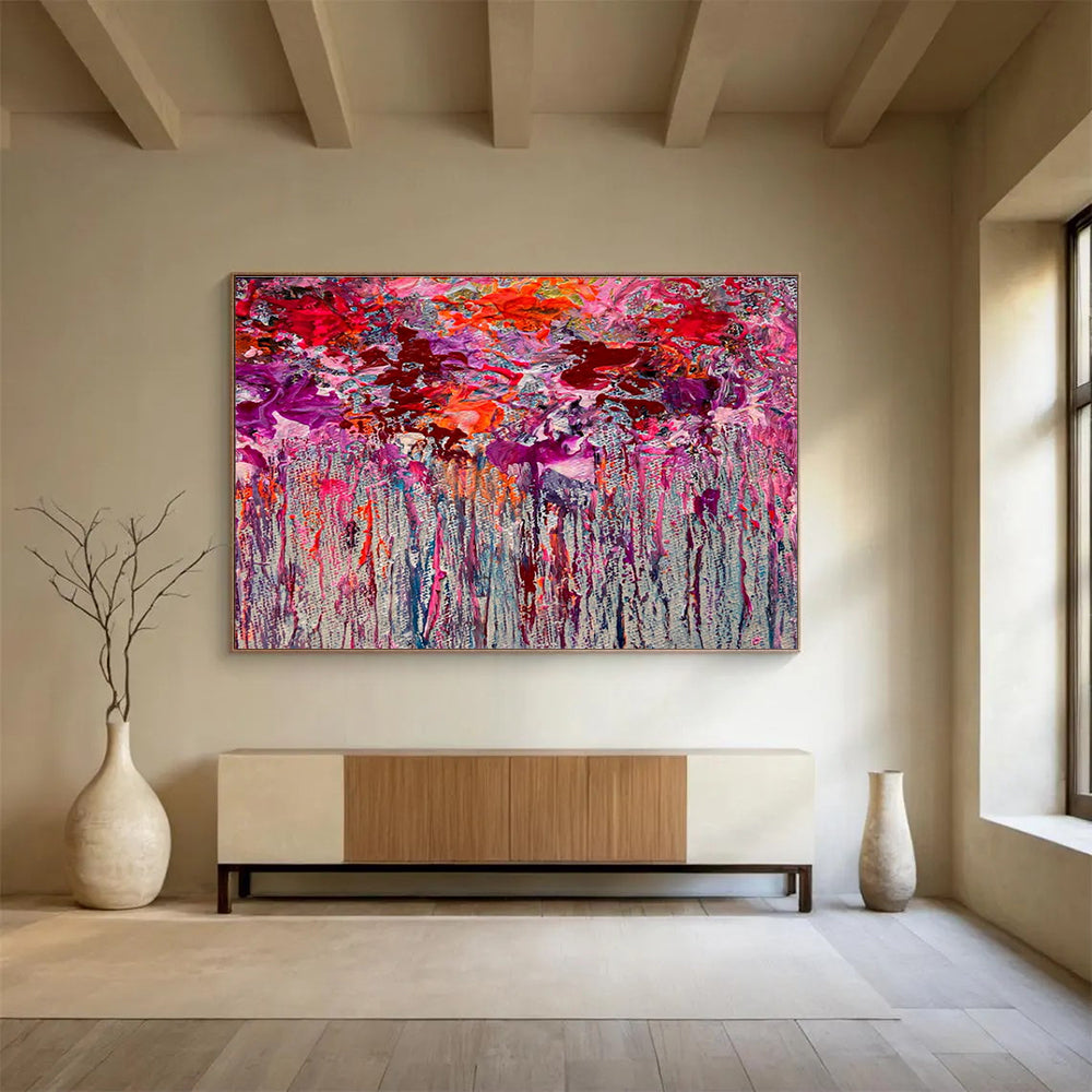 Pink and Purple Dripping Abstract Painting for Trendy Beauty Salons YHT351