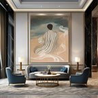 Figure by the Sea Serene Narrative Abstract Painting GAB0253