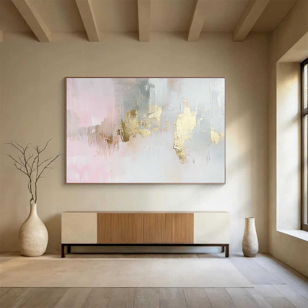 Gold - Accented Pastel Abstract Painting with Subtle Luxurious Touches ABS544