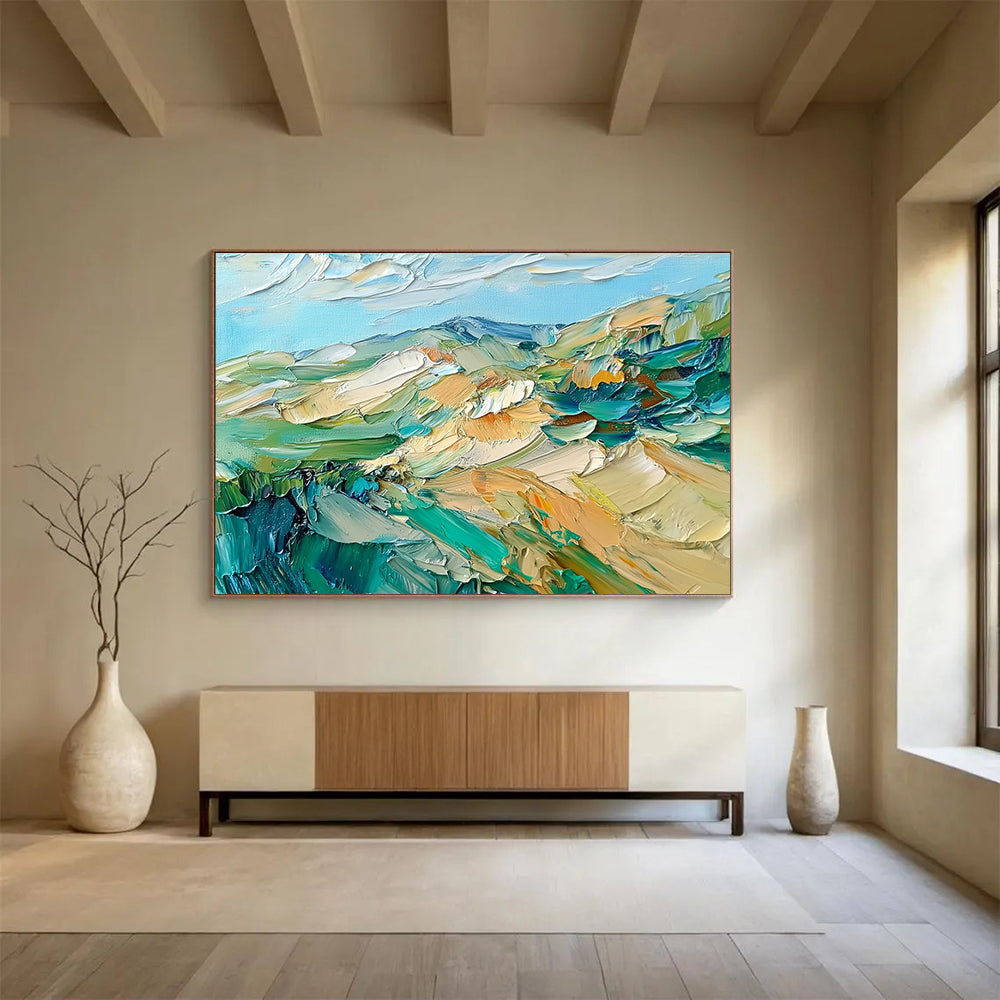 Textured Mountain Landscape Abstract Painting with Bold Brushstrokes ABS287