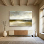 Neutral Tones Landscape Abstract Painting with Serene, Misty Ambiance ABS447