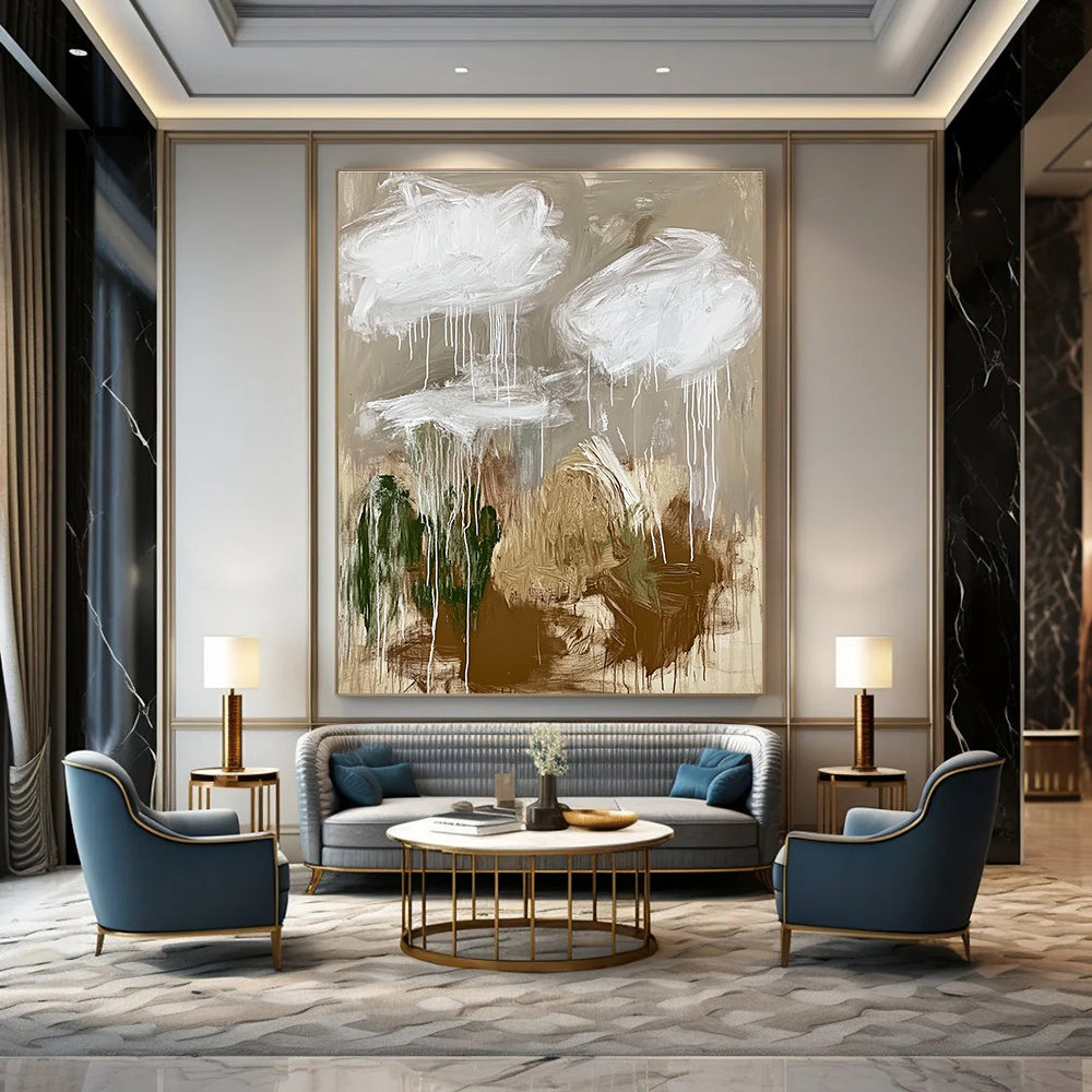 Dripping Cloud Abstract Painting for Bohemian - Style Living Rooms GAB0828